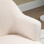 Poltrona Estilo Nórdico Estofada em Linho com Pés de Madeira para Dormitório Escritório Estúdio 64,5x65x79,5 cm Creme