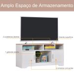 Móvel de TV para Sala de Estar com Espaço de Arrumação Prateleiras Abertas Orifício Passa Cabos 105x40x52 cm Branco e Madeira
