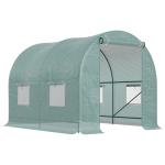 Estufa Tipo Túnel 250x200x200cm Estufa de Jardim com Janelas e Portas Enroláveis para Cultivo de Plantas Verde