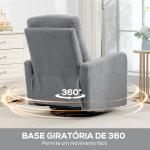 Poltrona Relax Reclinável Manual Poltrona Relax de Borreguito com Função de Baloiço 360° Reclinável até 135º 76x94x100 cm Cinza
