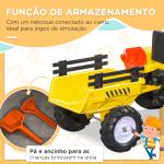 Trator a Pedais para Crianças acima de 3 Anos Trator com Reboque de Pedais para Crianças com Acessórios 133x42x51 cm Amarelo e Preto