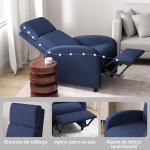 Cadeirão Relax Reclinável até 160° com Apoio para os Pés, até 120 kg, 64x86x102 cm, Azul - Escuro
