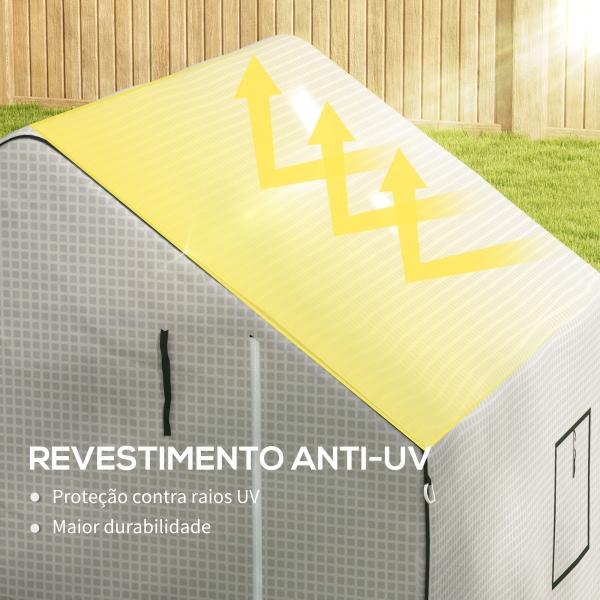 Cobertura de Substituição para Estufa 140x143x190 cm com Janela Porta Anti - UV Proteção de Plantas para Jardim Branco