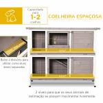 Coelheira de Madeira Exterior de 2 Níveis Gaiola para 1 - 2 Coelhos com Telhado com Abertura Comedouro Bandejas Removíveis Rampa e Portas com Fechadura 122x50x101cm Cor Areia