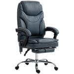 Cadeira de Escritório com 6 Pontos de Massagem por Vibração Aquecimento Estofada em Couro PU 67x67x113 - 121 cm Cinza