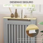 Cobertura Radiador 78x19x83 cm de MDF e Melamina de Madeira com Dispositivo Anti - Tombo e Desenho Moderno Cinza