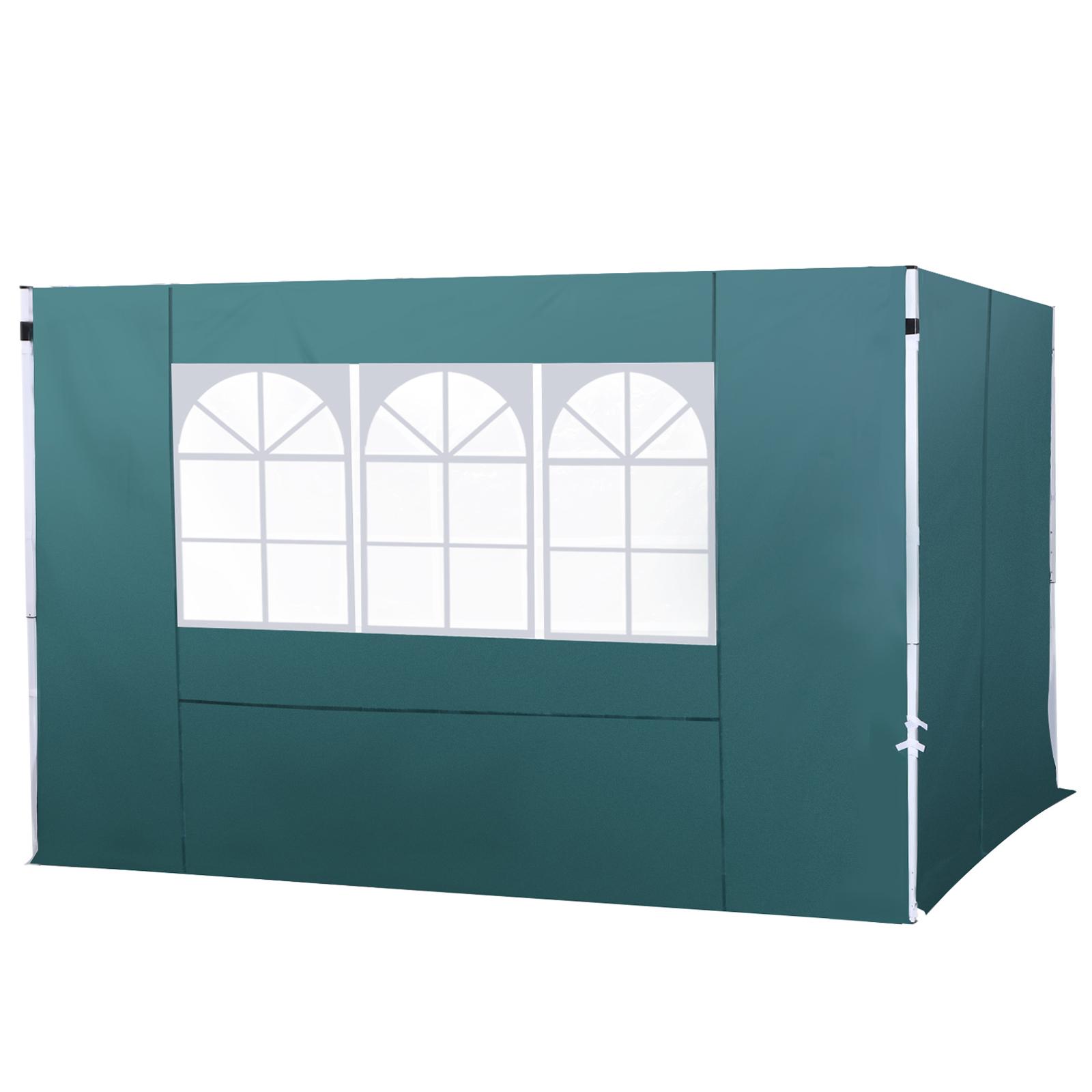 2 Paredes Laterais para Tenda 3x3 m Parede Lateral de Substituição de Tecido Oxford com Janela 300x200 cm Verde