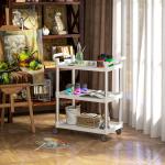 Carrinho Auxiliar com Rodas e 3 Prateleiras Carrinho de Cozinha com Armazenamento Carga 105 kg 88x44x93 cm Branco