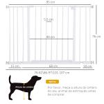 Barreira de Segurança para Animais de Estimação Extensível para Escadas e Portas Barreira de Segurança para Cães 76 - 107x76 cm Branco