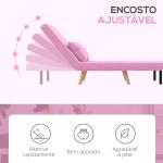 Sofá - Cama Individual Dobrável com Encosto Ajustável 5 Posições Cadeirão - Cama Estofado com Almofada 72x75x85 cm Rosa