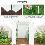 Estufa de Jardim de 3 Níveis com 12 Prateleiras Porta Enrolável Janelas Anti - UV Cobertura de PE 140x213x190 cm Branco