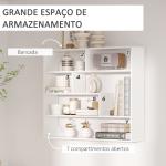 Estante de Parede de 4 Níveis com 7 Compartimentos Abertos para Sala de Estar Escritório Estilo Moderno 94x19,5x80cm Branco