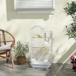Gaiola para Passáros de Metal com Portas 4 Comedouros 3 Poleiros Baloiço Escadas e Bandeja Removível 46x36x100 cm Branco