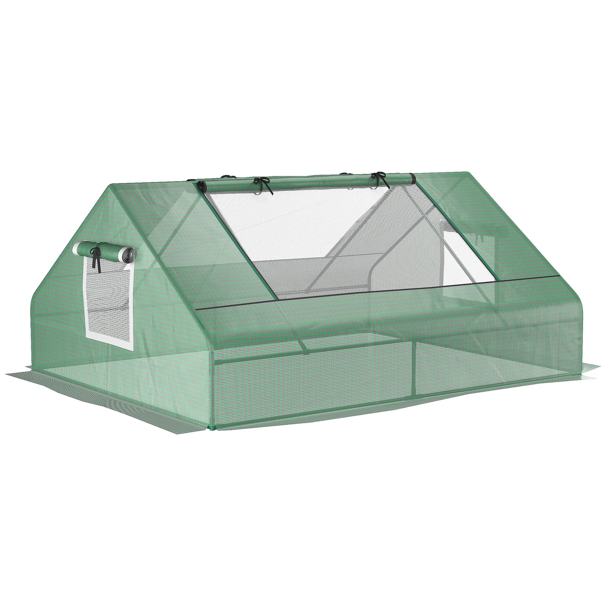 Estufa Pequena para Cultivo com 4 Janelas Enroláveis, Estrutura de Aço e Cobertura PE Anti - UV 180x140x80 cm Verde