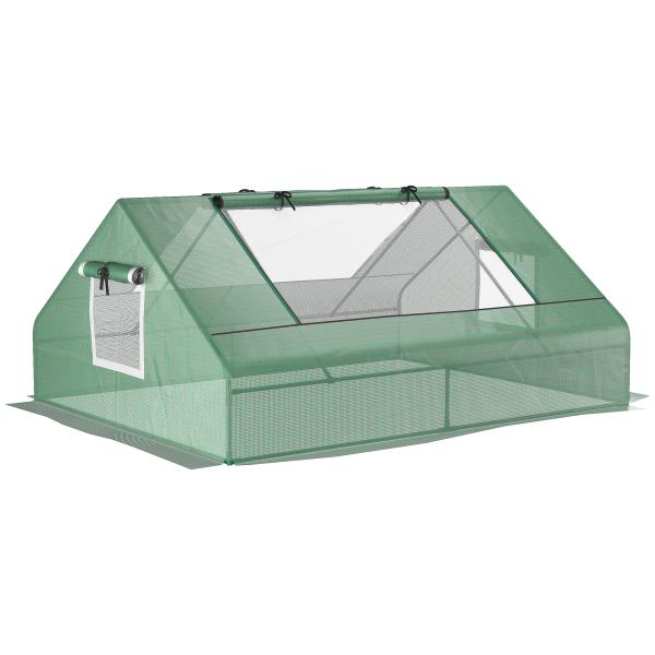 Estufa Pequena para Cultivo com 4 Janelas Enroláveis, Estrutura de Aço e Cobertura PE Anti - UV 180x140x80 cm Verde