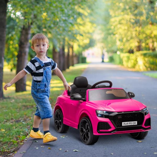Carro Elétrico Infantil para 3 - 5 anos Licença Audi RS Q8 com Bateria 6V Controle a Distância Música MP3 Buzina e Luzes Velocidade Máx. 3km/h 101x62x51cm Rosa