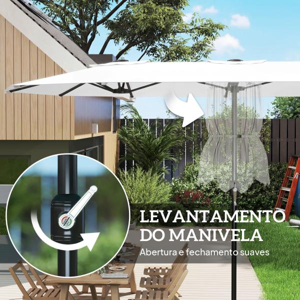 Guarda - Sol Duplo de Jardim 46x26 m com Manivela Manual Proteção UV50+ Capa Resistente à Água Branco