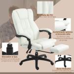 Cadeira de Escritório com Altura Ajustável 6 Pontos de Massagem e Apoio para os Pés Retrátil 68,5x68,5x113 - 121 cm Creme