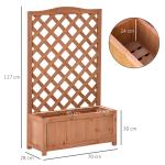 Floreira com Treliça de Madeira Caixa de Plantio com Suporte para Plantas Trepadeiras para Cultivos 70x28x117 cm Madeira