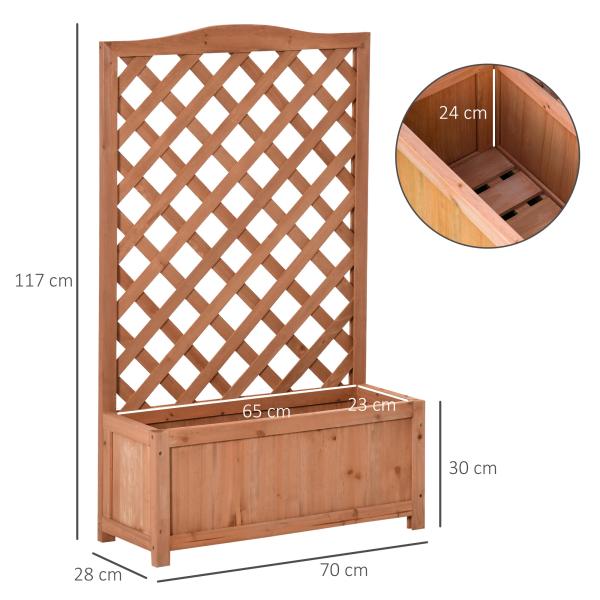 Floreira com Treliça de Madeira Caixa de Plantio com Suporte para Plantas Trepadeiras para Cultivos 70x28x117 cm Madeira
