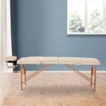Marquesa de Massagem Dobrável Marquesa com Altura Ajustável 61 - 87 cm para Utilização Profissional 185x60 cm Creme