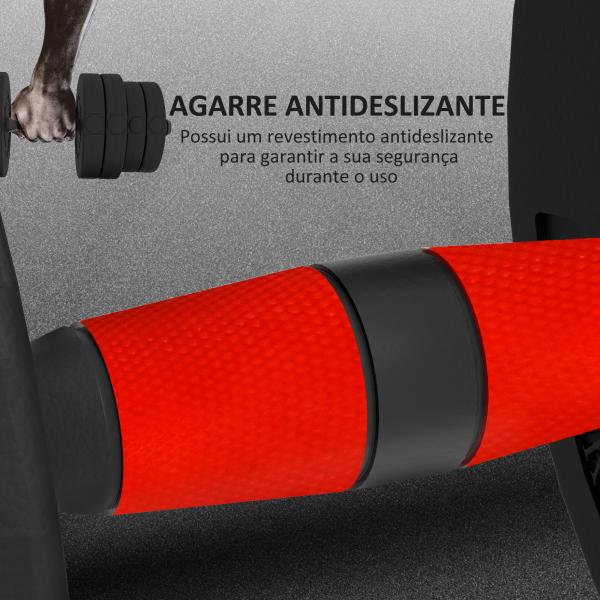 Conjunto de Halteres de 30 kg 2 em 1 com Barras de Conexão e Barra de Extensão Treinamento de Força e Levantamento de Pesos Preto