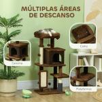 Arranhador para Gatos Grande Altura 104 cm com Plataformas Postes com Escova Bolas Suspensas e Almofadas para Arranhar Marrom