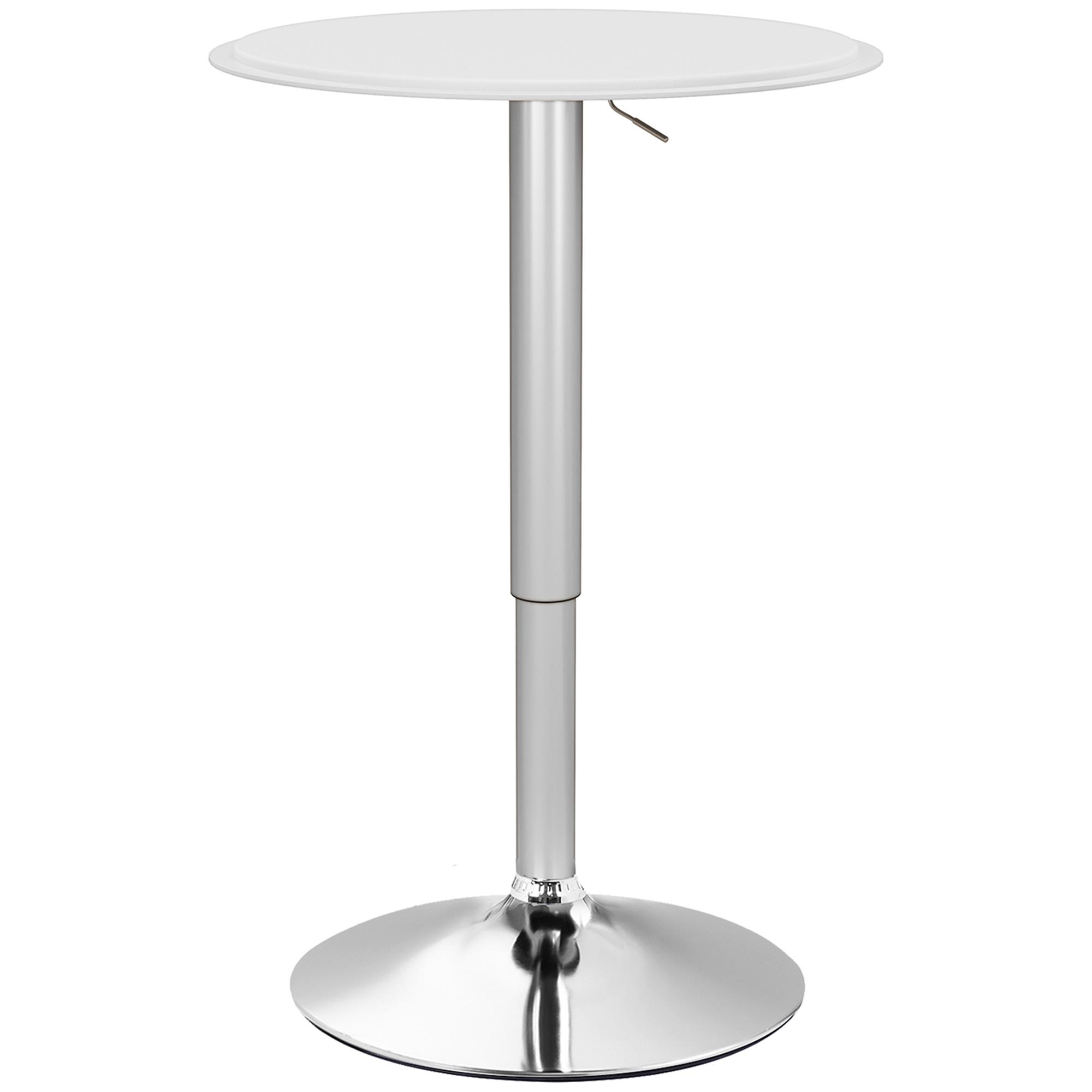 Mesa de Bar com Altura Ajustável Giratória 360° com Base Redonda Mesa Alta Moderna para Cozinha Ø63x67 - 93 cm Branco