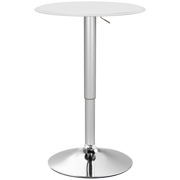 Mesa de Bar com Altura Ajustável Giratória 360° com Base Redonda Mesa Alta Moderna para Cozinha Ø63x67 - 93 cm Branco