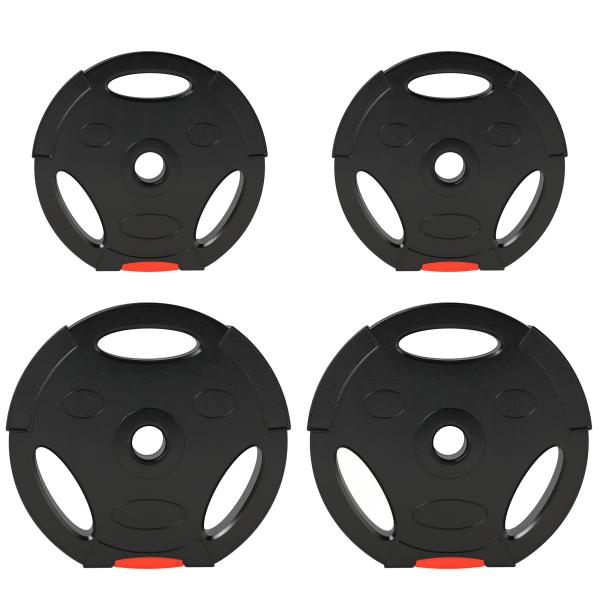 Conjunto de Discos de Pesos de 4 Peças Discos de Pesos 2x10 kg e 2x5 kg com Orifícios de 2,5 cm Preto
