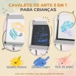 Cavalete para Crianças 3 em 1 Ardósia Dupla com Rolo de Papel Apagador e Caixas de Arrumação 51x50x108 cm Cinza