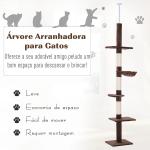 Árvore Arranhadora para Gatos Arranhador para Fixar ao Teto Altura Ajustável com Plataformas Poste de Sisal 40x34x230 - 260cm Marrom
