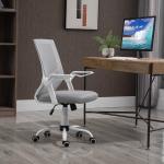 Cadeira de Escritório Ergonômica Giratória com Altura Ajustável Apoio para os Braços Dobrável Suporte Lombar e Encosto Transpirável 62,5x55x94 - 104 cm Cinza