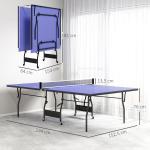 Mesa de Ping Pong Dobrável Profissional com Rodas Inclui 2 Raquetes e 3 Bolas para Interior 274x152,5x76 cm Azul