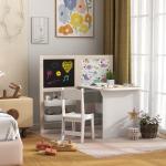 Mesa e Cadeira Infantil Mesa para Crianças com Cadeira Ardósias Dobrável Prateleiras e Rolo de Papel Branco
