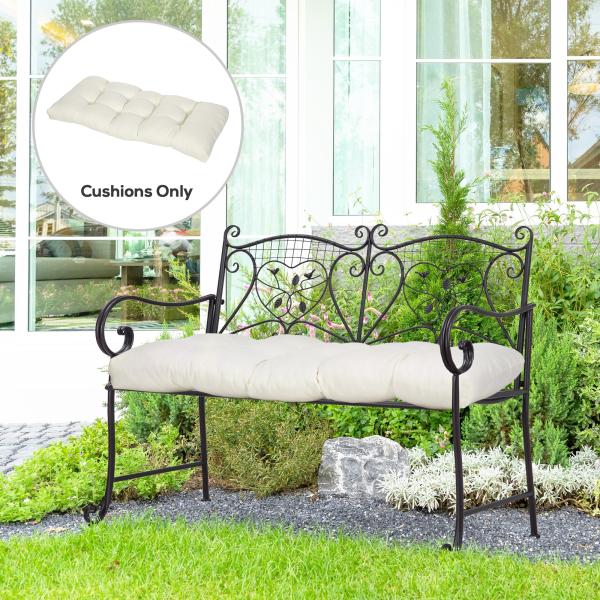 Almofada para Bancos de 2 Lugares Almofada Retangular para Interiores e Exteriores Lavável 110x48x8cm Creme