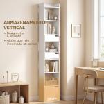 Estante para Livros com 2 Gavetas e Porta Estante Estreita com 6 Prateleiras Abertas 32x24x181,5 cm Branco