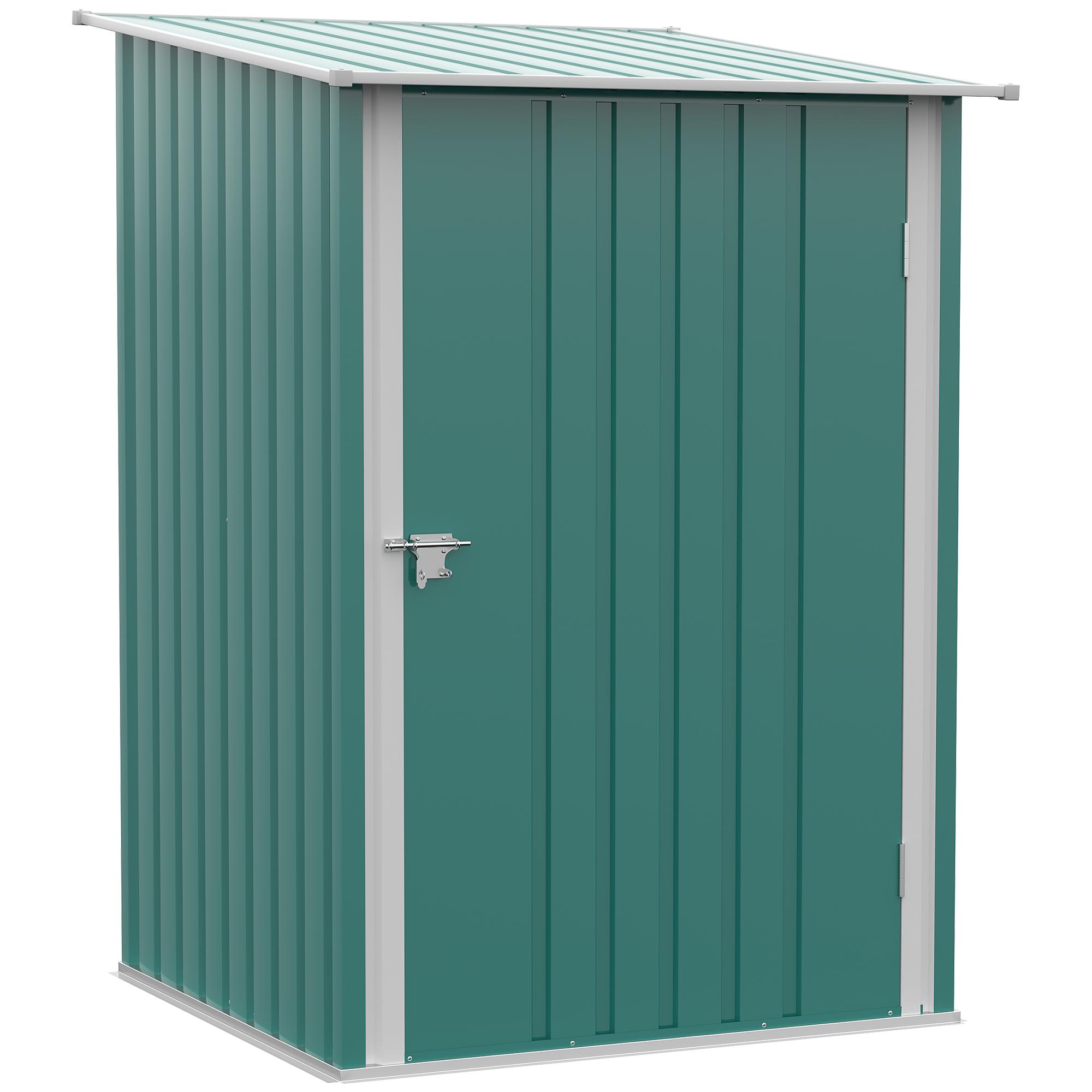 Abrigo de Jardim de Aço Galvanizado com Porta Fechadura e Teto Inclinado 0,92 m² 100x103x160cm Verde