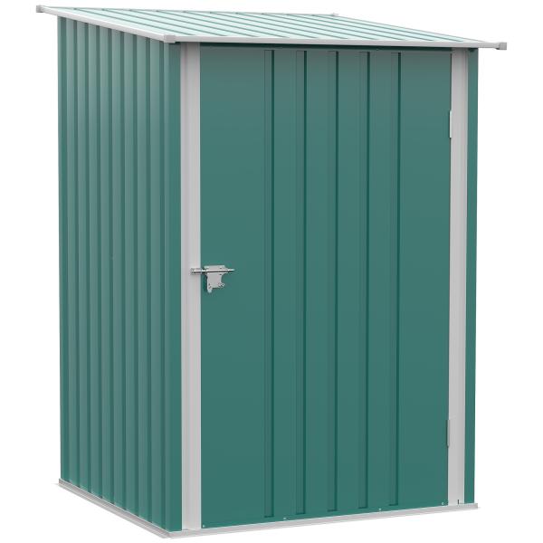 Abrigo de Jardim de Aço Galvanizado com Porta Fechadura e Teto Inclinado 0,92 m² 100x103x160cm Verde
