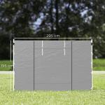 2 Paredes Laterais para Tenda 300x200 cm com Janela Enrolável e Porta com Fecho para Tendas 3x3 m ou 3x6 m Cinzento