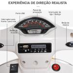 Mota Elétrica para Crianças com Licença Vespa com Música Velocidade 2 - 3 km/h e Buzina 102x50,5x75,5 cm Branco
