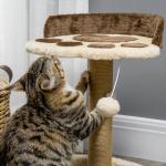 Arranhador para Gato com 2 Camas Poste de Juta Brinquedo Pendurado Ø41x44 cm Marrom