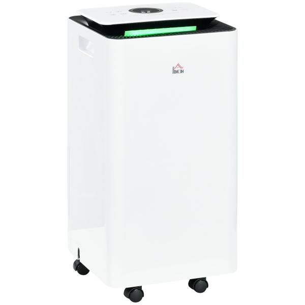 Desumidificador Elétrico 10L/dia Depósito 2,5L Silencioso com 5 Modos 2 Velocidades Ecrã LED e Temporizador 25x25x50,5 cm Branco