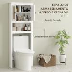 Móvel sobre Sanita Armário sobre Sanita com 2 Portas com Frente em Vime Compartimento e Prateleira Ajustável 60x19,5x160 cm Branco