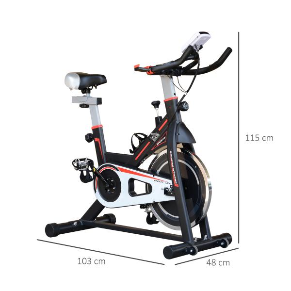 Bicicleta Estática com Resistência Ajustável Volante de Inércia de 8kg Ecrã LCD Assento e Guiador Ajustáveis 103x48x115cm Preto