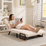 Sofá Cama Convertível 2 Lugares Dobrável com Encosto Ajustável em 5 Níveis e 2 Almofadas 102x73x81 cm Bege Creme