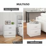 Mesa de Cabeceira Moderna Mesinha de Cabeceira com 2 Gavetas para Sala Quarto Capacidade 30 kg 45x39,5x49 cm Branco