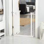 Barreira de Segurança para Cães Animais de Estimação 74 - 80cm para Escadas Portas e Corredor com Porta com Fechamento Automático e Sistema de Duplo Bloqueio Altura 76,2cm Branco