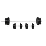 Conjunto de Barras de Pesos com 14 Discos de Pesos Intercambiáveis até 55kg Conjunto de Pesos e Barras Ajustáveis para Culturismo Treinamento Fitness em Casa Academia Preto