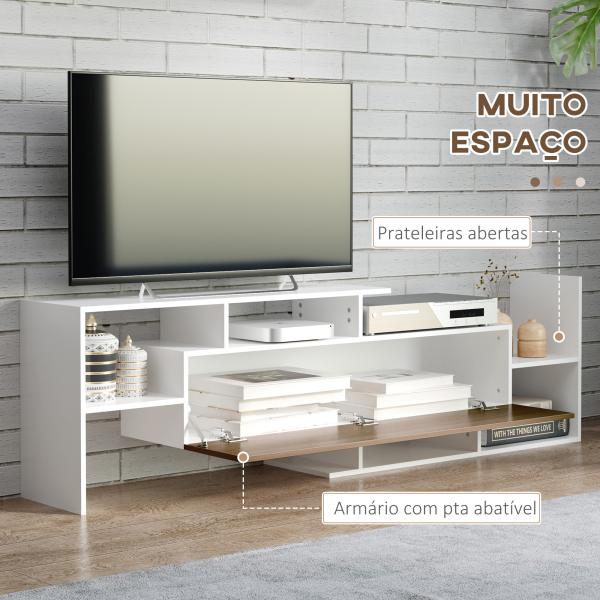 Móvel de TV Moderno Móvel para Televisores 153,6x25x42 cm e Prateleira de Parede 150x14,5x16,3 cm Branco e Marrom